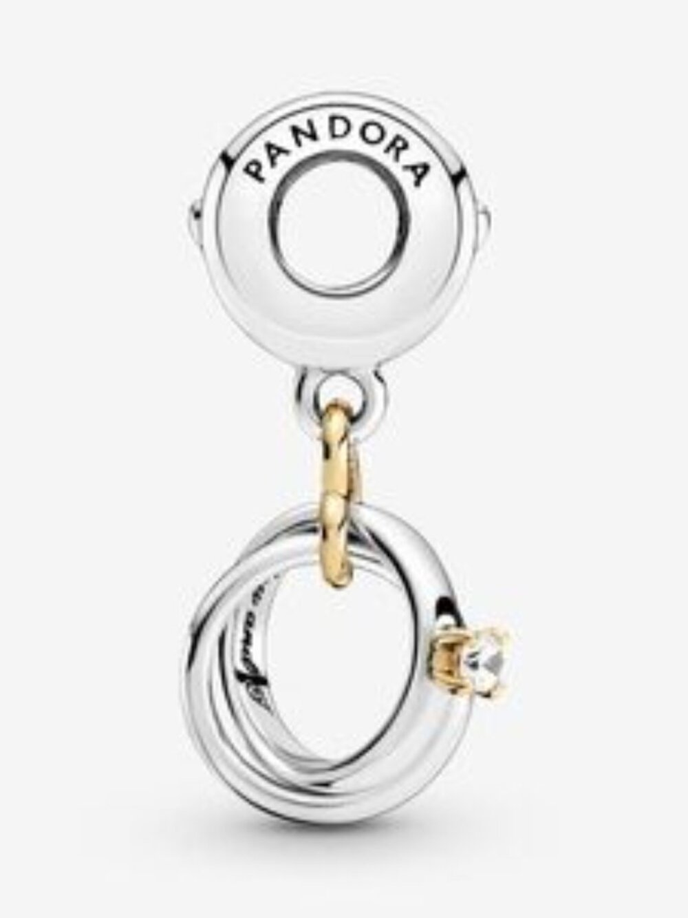 PANDORA Two-tone Wedding Rings Dangle Charm - Picture 4 of 4
